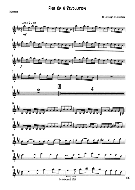 Fire of revolution arranged for marimba and piano (arr. Azambahni)