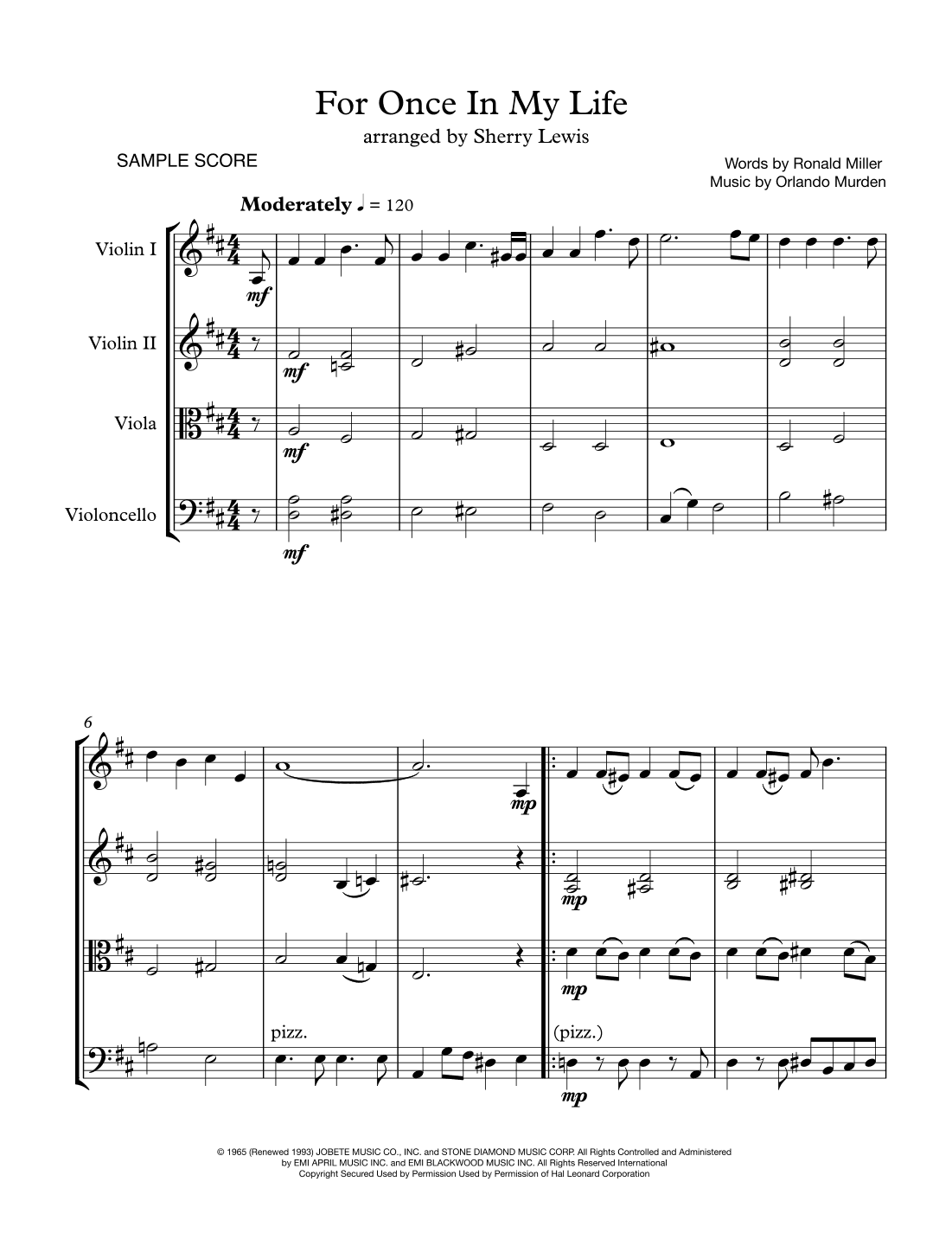 For Once In My Life (arr. Sherry Lewis)
