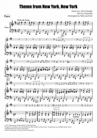 Theme From "New York, New York" (arr. Felix Lechner)