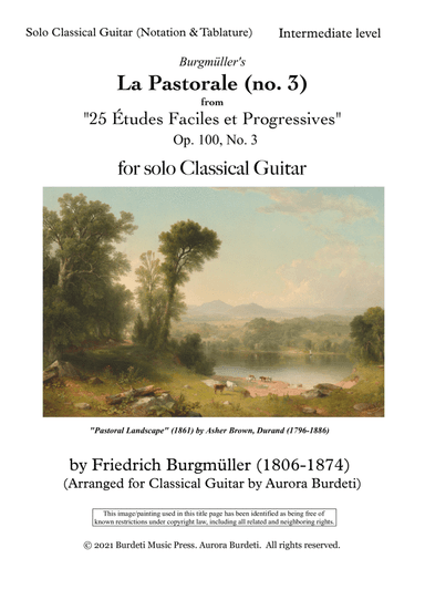 Burgmüller - 25 Easy Studies - La Pastorale No. 3 - (Solo Guitar) (arr. Aurora Burdeti)