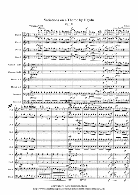 Brahms: Variations on a Theme by Haydn (St.Anthony Chorale) Op56a : Var.V -  wind dectet (arr. Ray Thompson)
