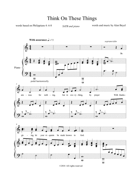 Think on These Things (SATB and piano) 5 pages.
