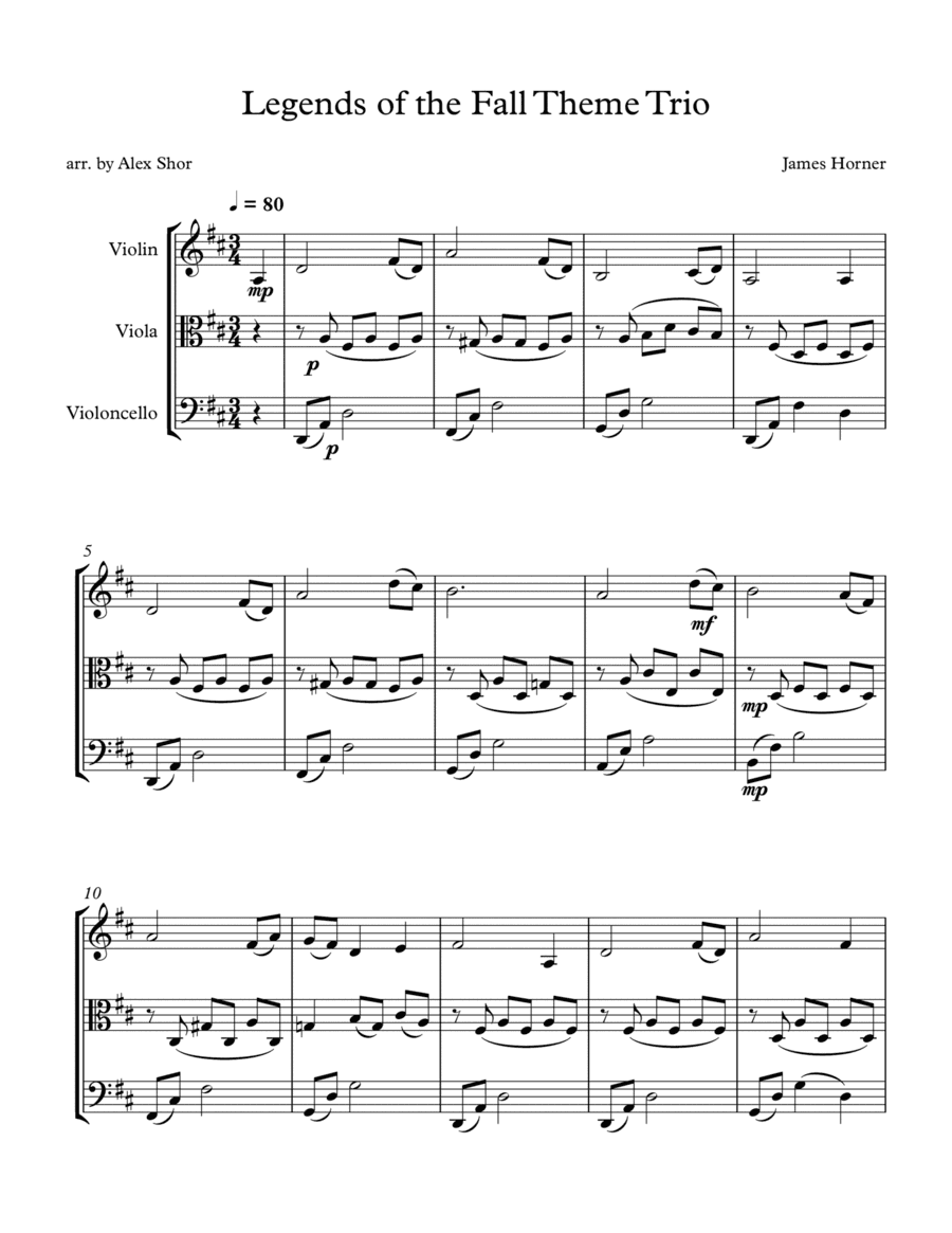 Legends Of The Fall (arr. Alex Shor)