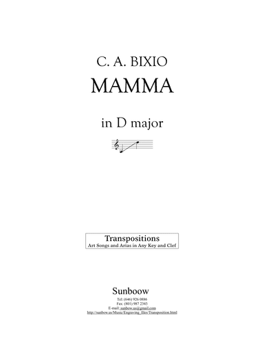 C. A. Bixio: MAMMA (transposed to D Major) (arr. Sunbow)