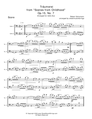Schumann, R. - Traumerei for Two Cellos (arr. Linda M. Scott)