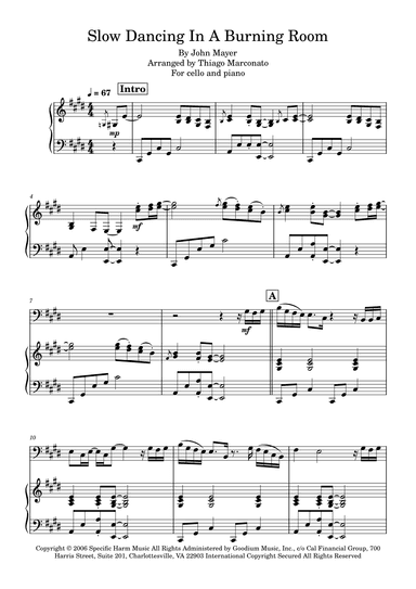 Slow Dancing In A Burning Room (arr. Thiago Marconato)