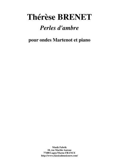 Thérèse Brenet - Perles d'Ambre  for ondes Martenot and piano