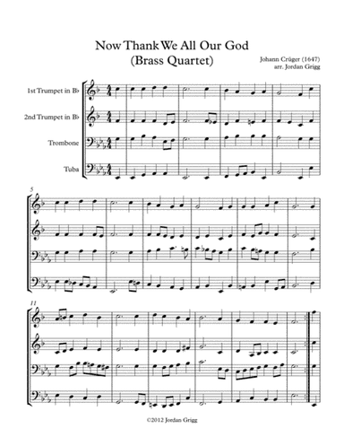 Now Thank We All Our God (Brass Quartet) (arr. Jordan Grigg)
