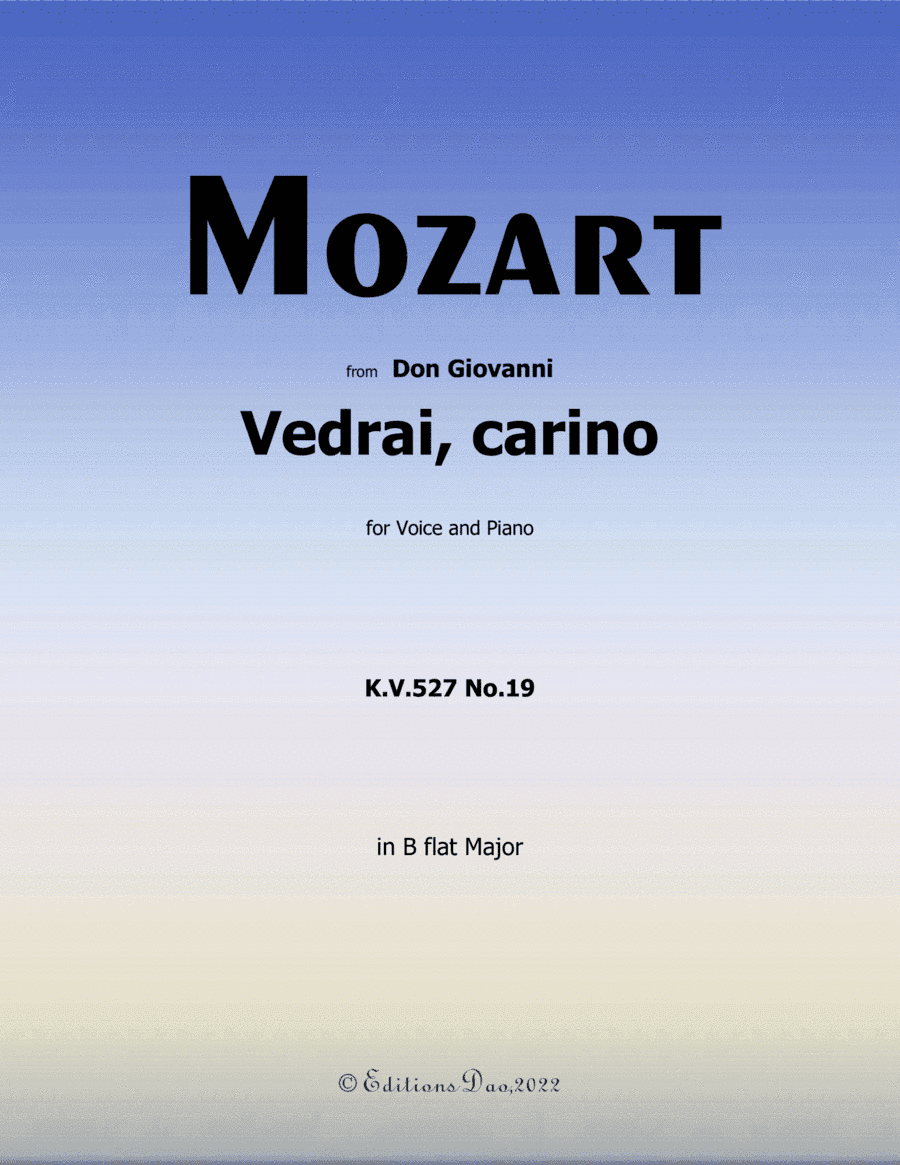 Vedrai, carino, by Mozart, in B flat Major (arr. Editions Dao)
