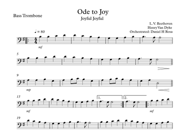 Ode to Joy - Joyful Joyful - Easy Bass Trombone (arr. Daniel H Rosa)