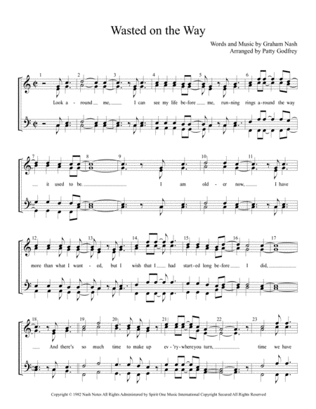 Wasted On The Way (arr. Patty Godfrey)