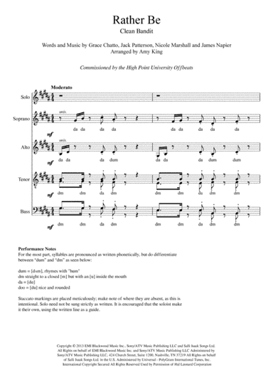 Rather Be (arr. Amy King)