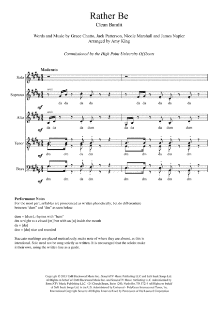 Rather Be (arr. Amy King)