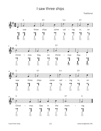 I saw three ships (arr. songbooks.info)
