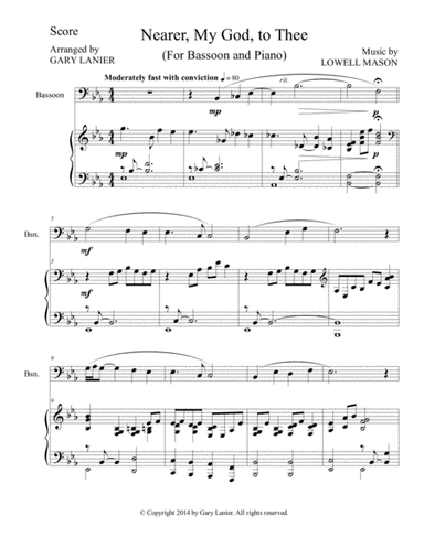 NEARER, MY GOD, TO THEE (Duet– Bassoon/Piano with Score and Instrument Part) (arr. Gary Lanier)
