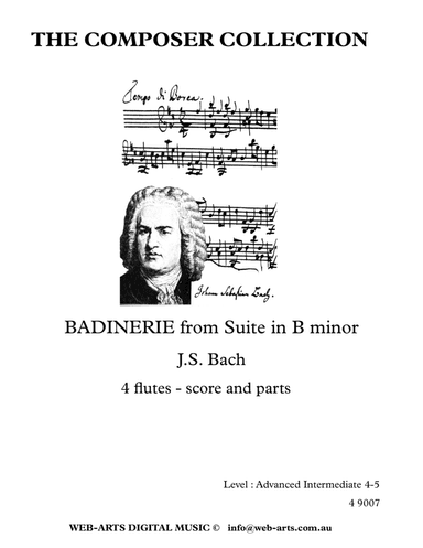 BADINERIE from Suite in B minor for 4 flutes (4 9007) - BACH + (arr. WEB-ARTS Digital Music)