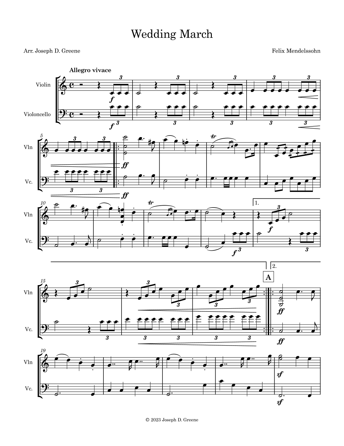 Wedding March from "A Midsummer Night's Dream" (arr. Joseph D. Greene)