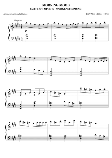 Morgenstemning (morning Mood) (arr. Antonieta Ramos Valverde)