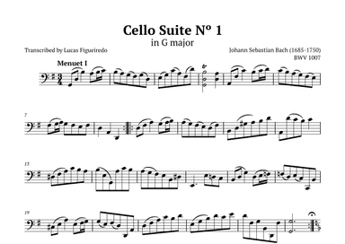 Cello Suite No 1 in G major - Menuet (I and II) - Bach (arr. Lucas Figueiredo)