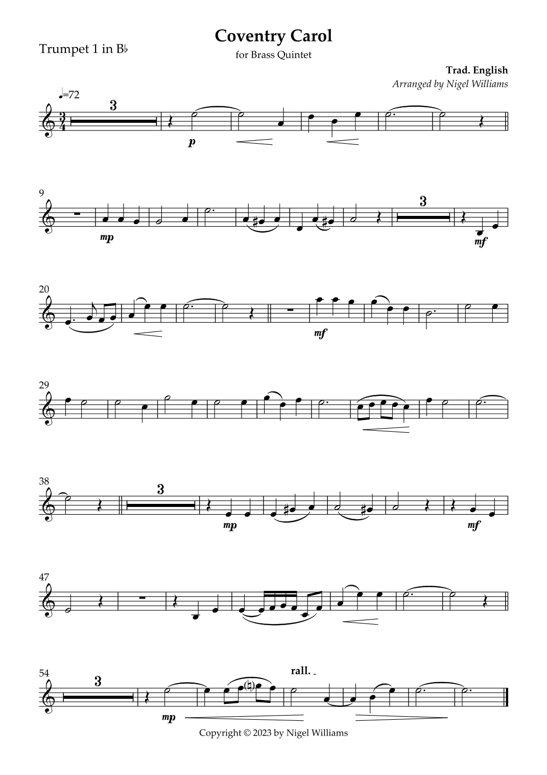 Coventry Carol (arr. Nigel Williams)