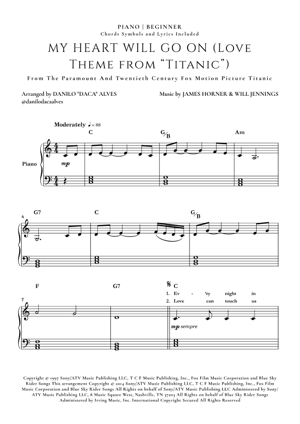 My Heart Will Go On (love Theme From 'titanic') (arr. Danilo "Daca" Alves)