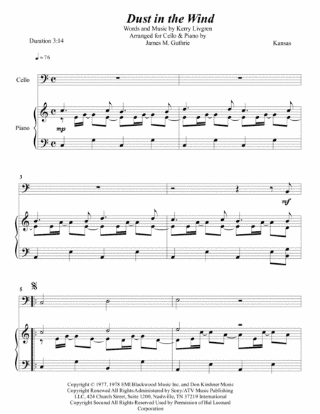 Dust In The Wind (arr. James M. Guthrie, ASCAP)