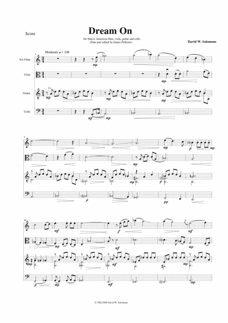 Dream on for North America Native Flute, Viola, Guitar and Cello