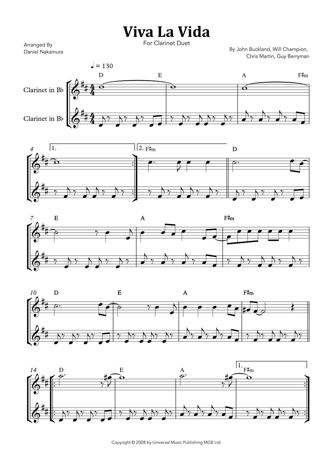 Viva La Vida (arr. Daniel Nakamura)