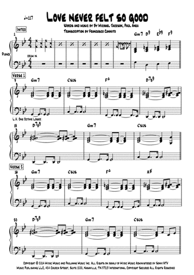 Love Never Felt So Good (arr. Francesco Cannito)