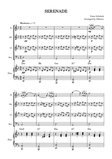 Serenade | Schubert | Woodwind Quartet | Piano | Chords (arr. Milanov)