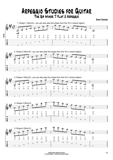Arpeggio Studies for Guitar - The G# Minor 7 Flat 5 Arpeggio