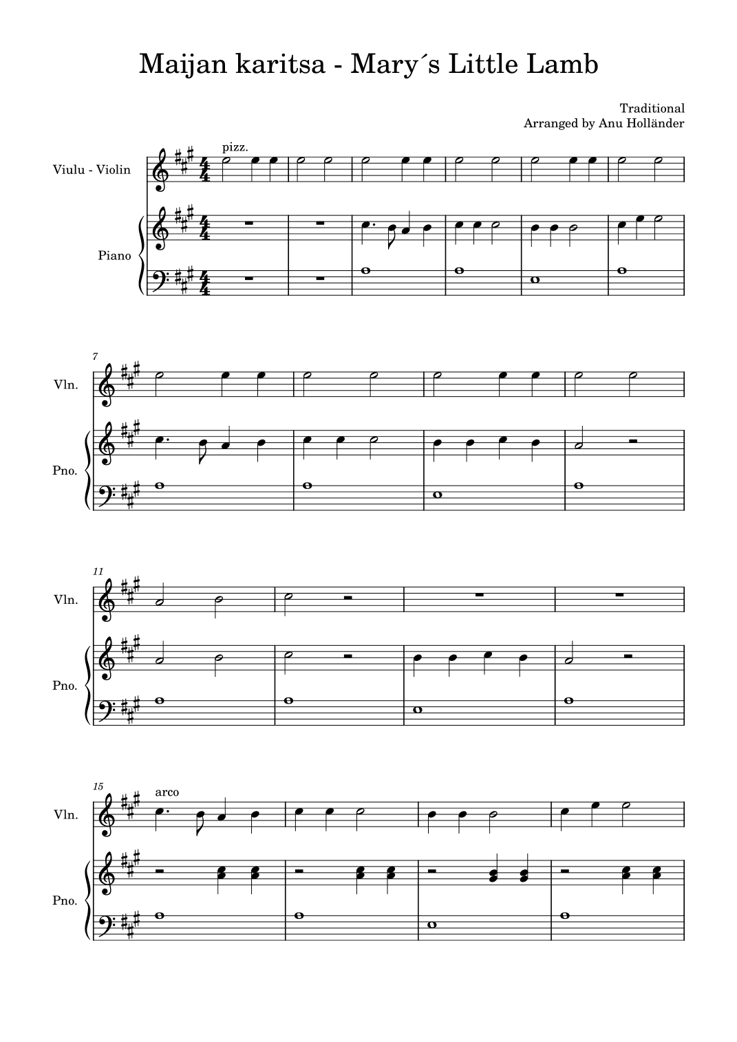 Soittosalkku: Maijan karitsa - Mary´s Little Lamb (arr. Anu Holländer)