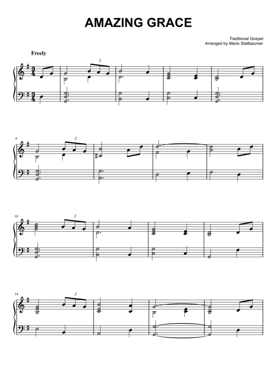 Amazing Grace - Piano Solo (arr. Mario Stallbaumer)