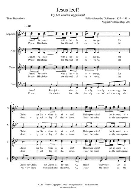 Jump! Rejoice! SSATTB in B-flat major (arr. Tinus Badenhorst)