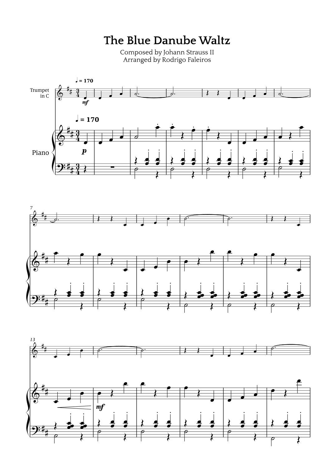 The Blue Danube Waltz (arr. Rodrigo Faleiros)