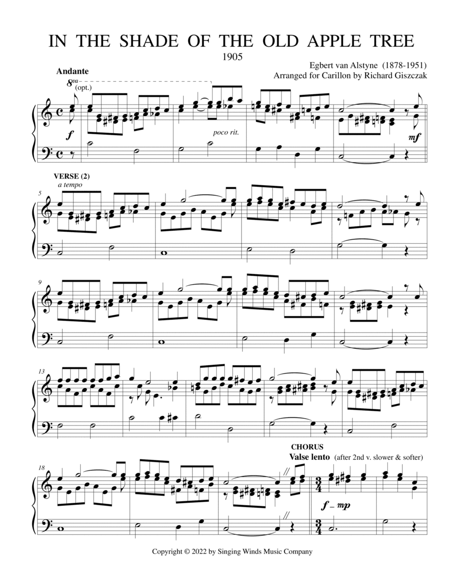 In the Shade of the Old Apple Tree (arr. Richard Giszczak)