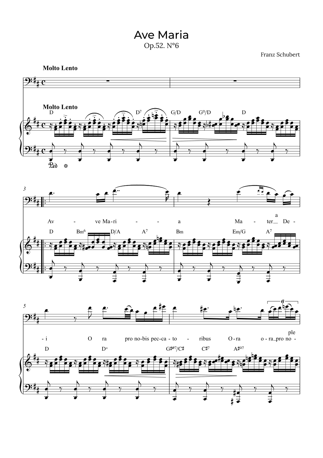 Ave Maria Schubert - Baritone with chords in D (arr. Alex Nunes Rodrigues)
