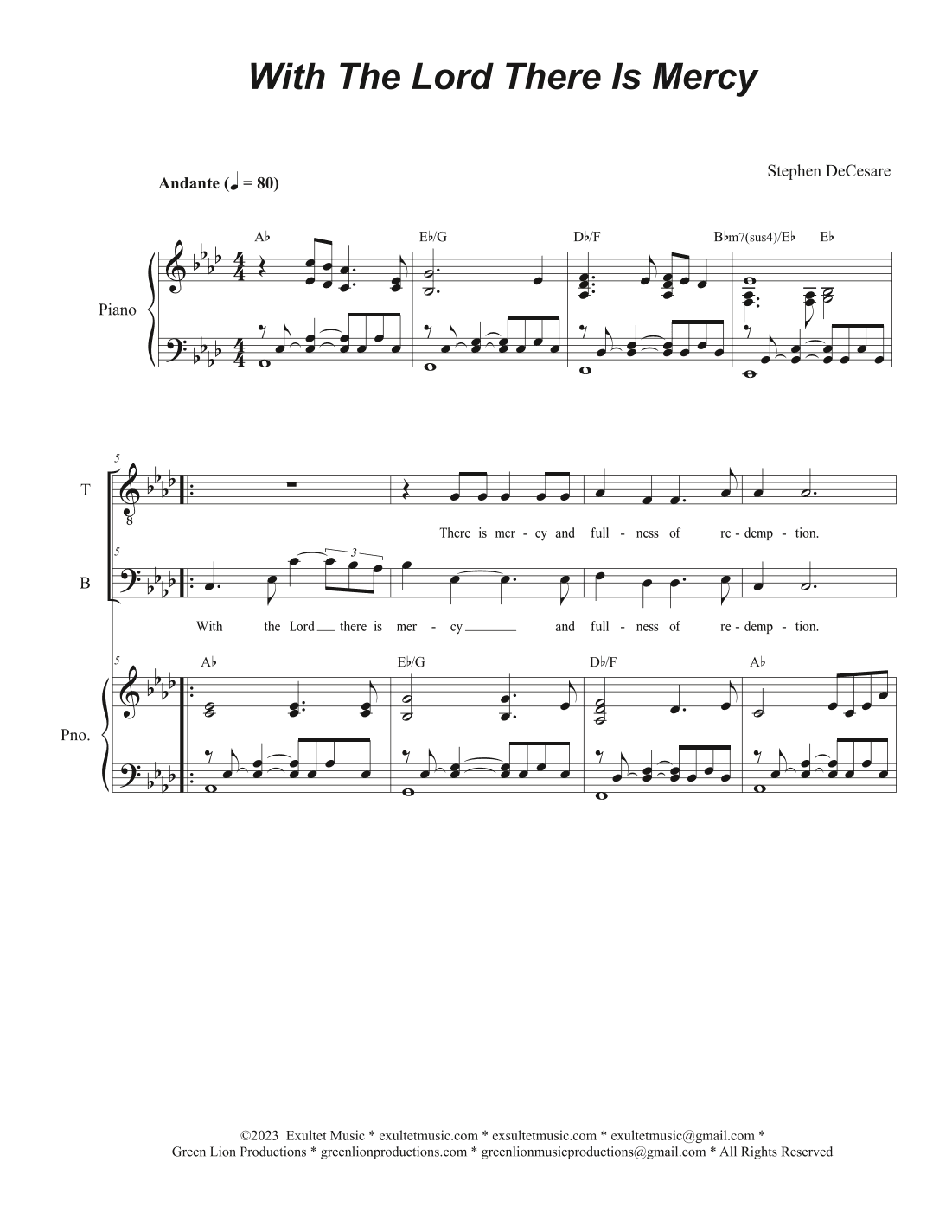 With The Lord There Is Mercy (Duet for Tenor and Bass solo)
