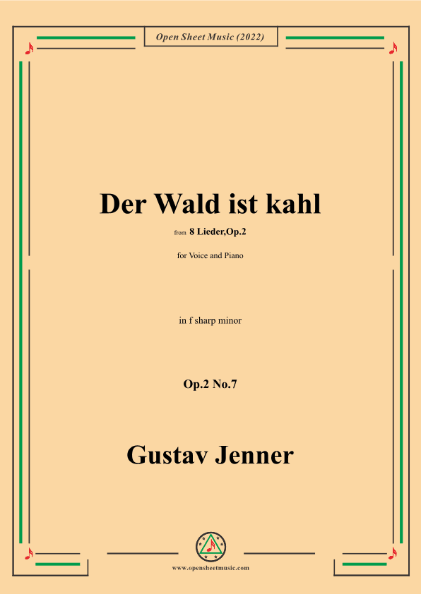 Jenner-Der Wald ist kahl,in f sharp minor,Op.2 No.7 (arr. OSM Press)