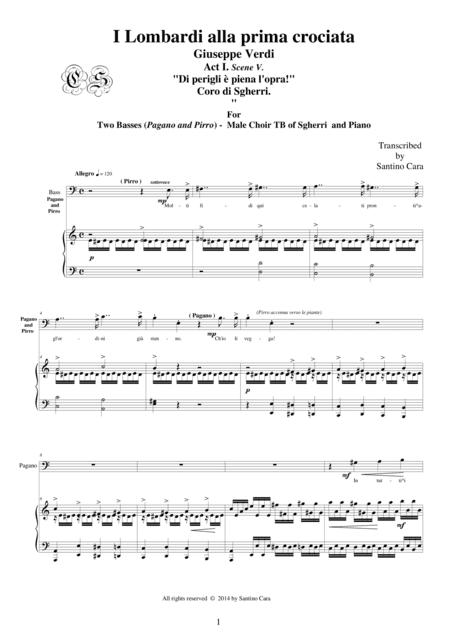Verdi "I Lombardi alla prima Crociata" (Act1-V) Di perigli (arr. Santino Cara)