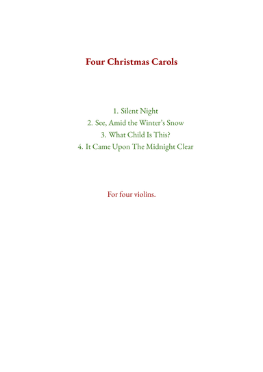 Four Christmas Carols for Four Violins (arr. Emily Gray)