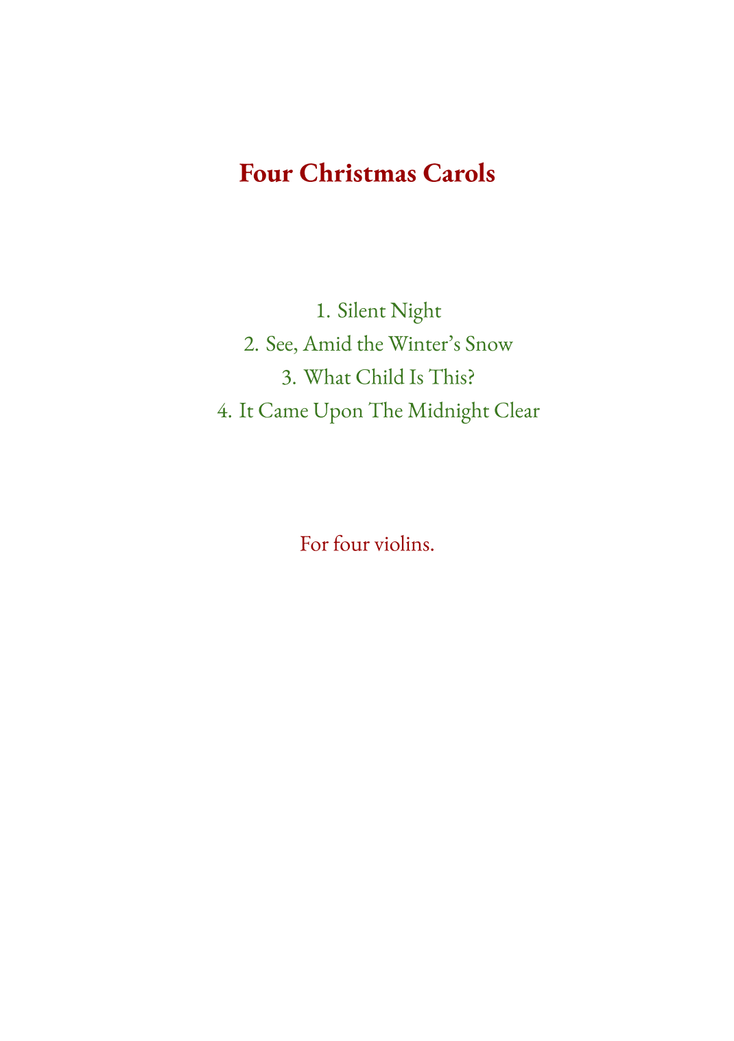 Four Christmas Carols for Four Violins (arr. Emily Gray)