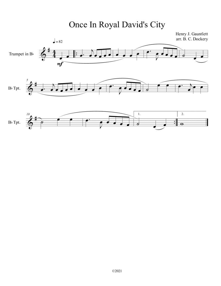 Once in Royal David's City (Trumpet Solo) (arr. B. C. Dockery)
