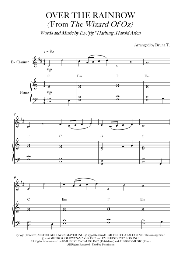 Over The Rainbow (arr. Bruna T.)