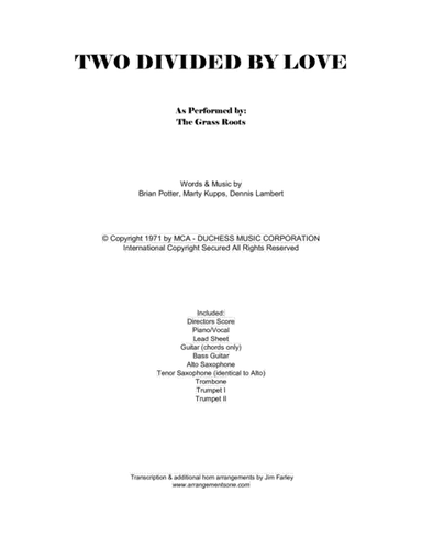 Two Divided By Love (arr. Jim Farley www.arrangementsone.com)