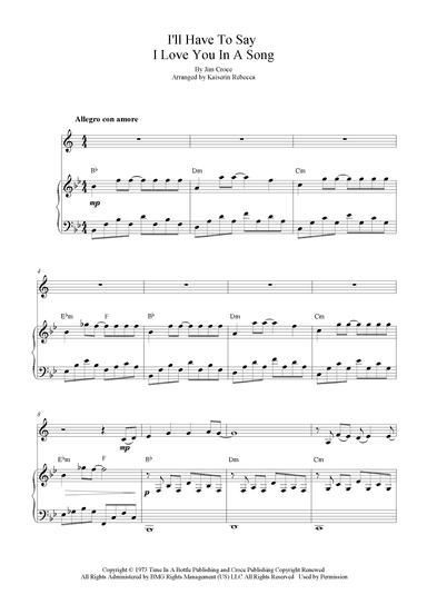 I'll Have To Say I Love You In A Song (arr. Kaiserin Rebecca)