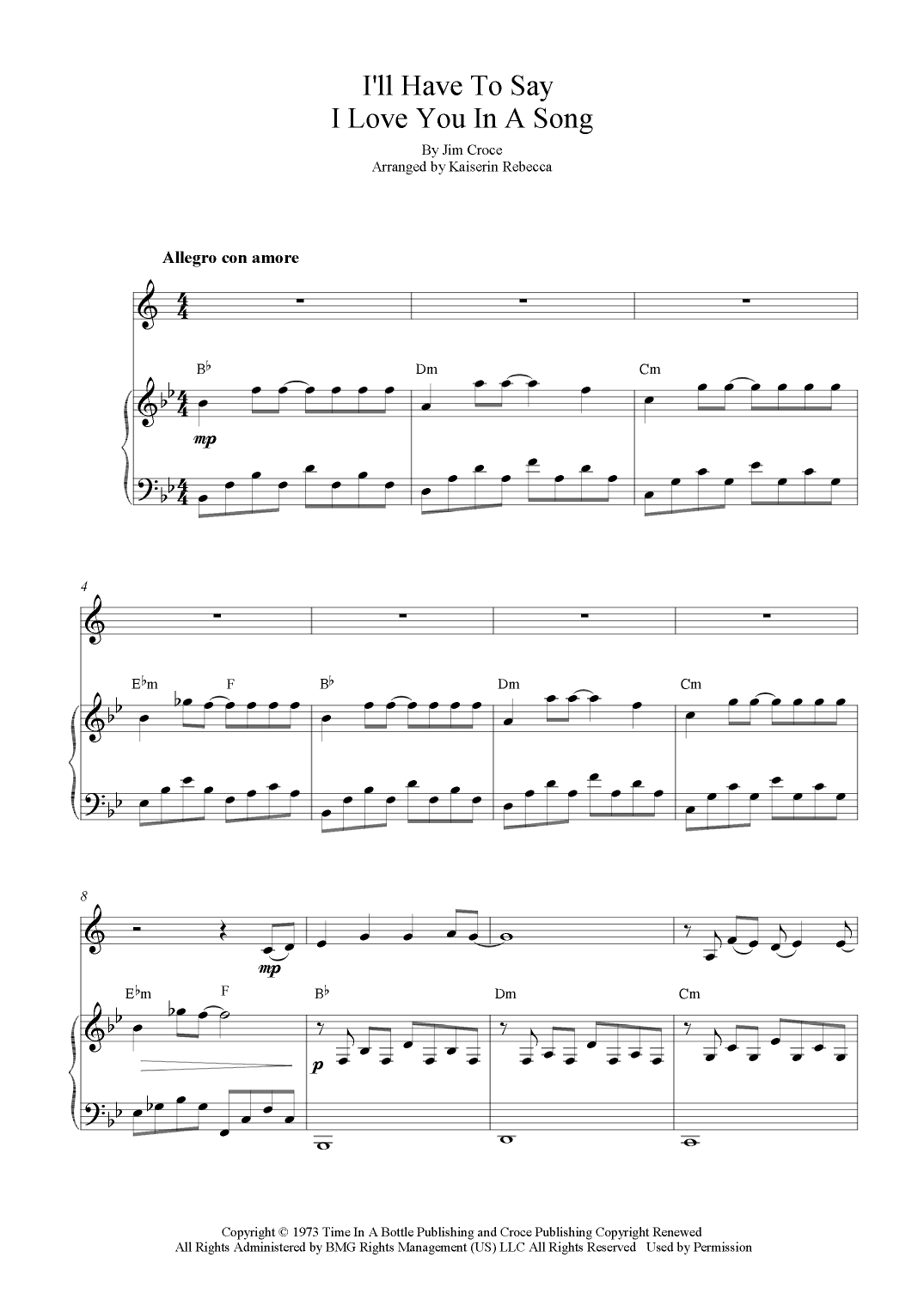 I'll Have To Say I Love You In A Song (arr. Kaiserin Rebecca)