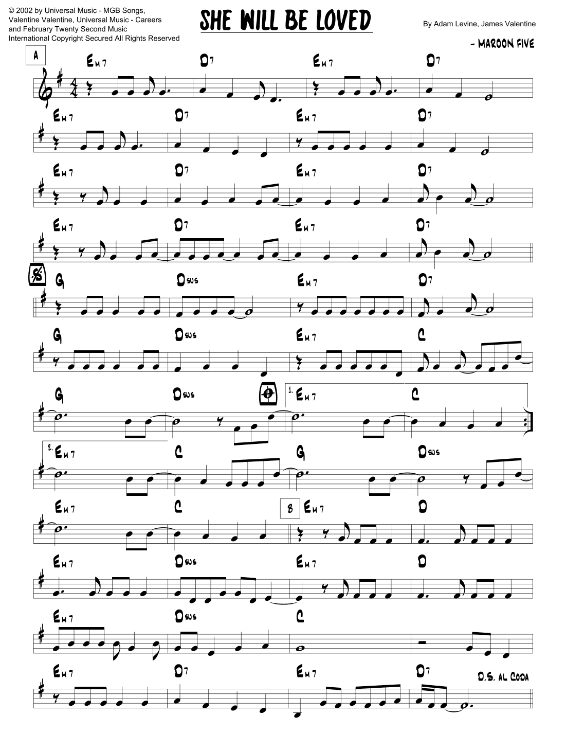 She Will Be Loved (arr. Joseph Hasper)