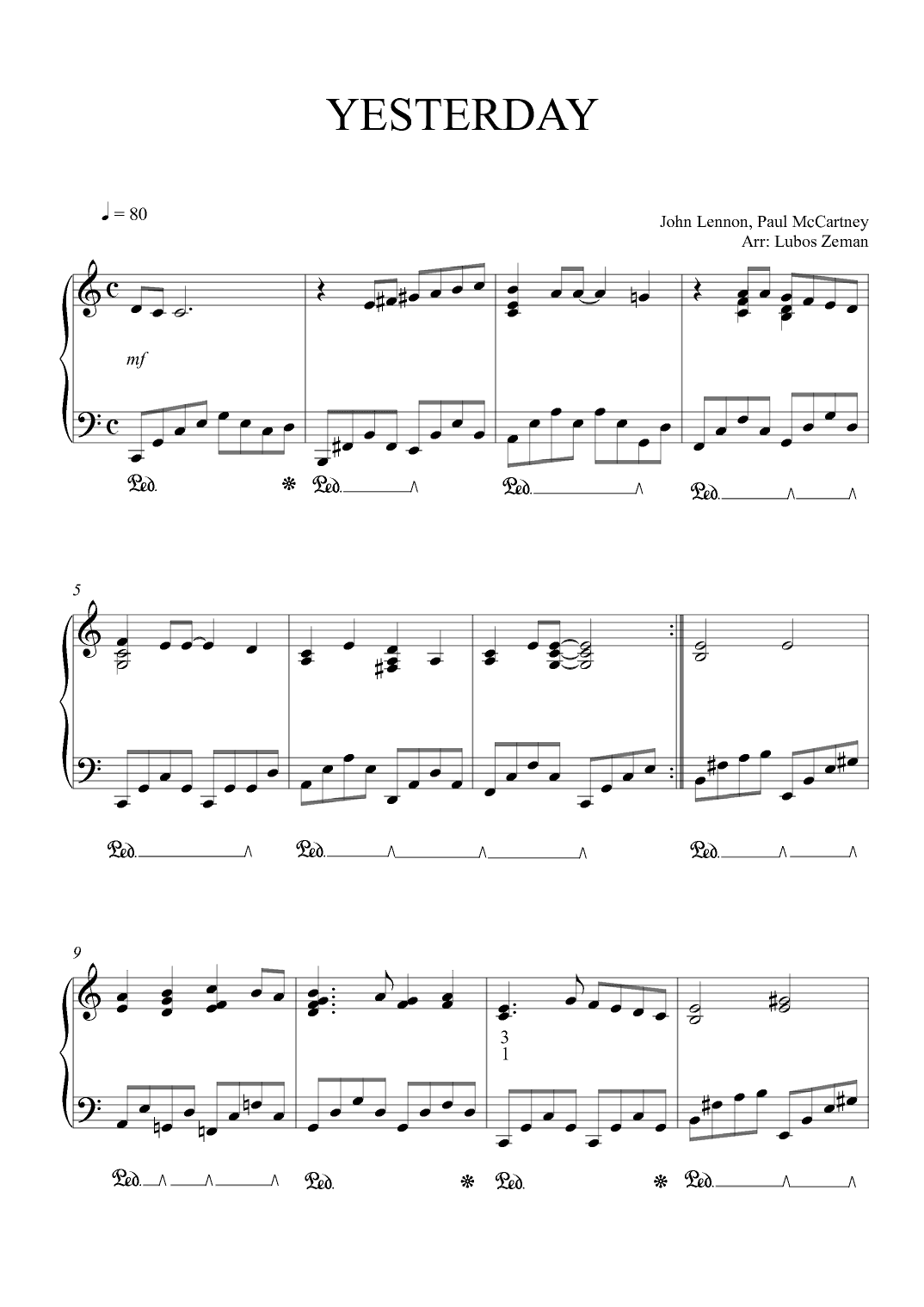 Yesterday (arr. Lubos Zeman)