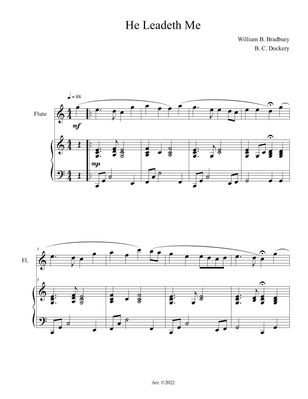 He Leadeth Me (Flute Solo with Piano Accompaniment) (arr. B. C. Dockery)
